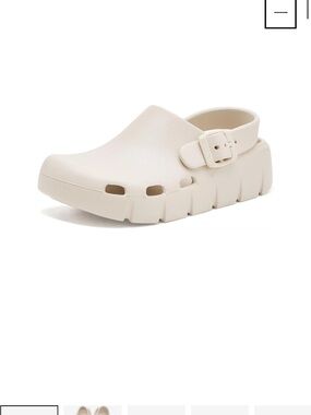 Birkenstock Kids Cream Slip-On Clog with Adjustable Heel Strap
